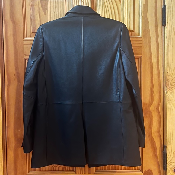Massimo Dutti Leather Jacket Blazer Black NWT - Picture 4 of 8